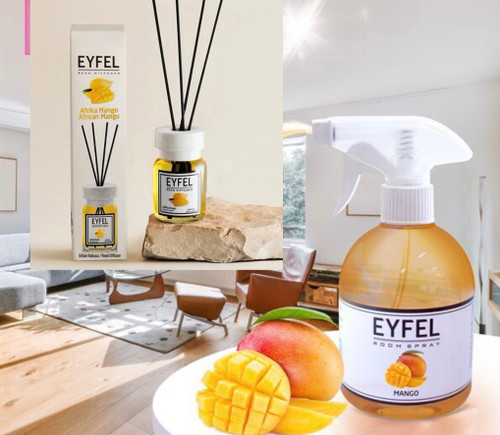 ست خوشبو کننده اتاق و پذیرایی ایفل ۱۲۰میل و ۵۰۰میل رایحه انبه اصلی. ظمانتی مبدا ترکیه